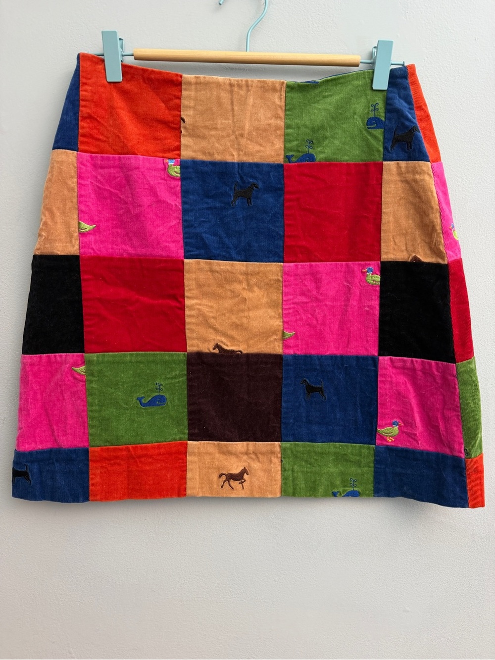 Vintage Lilly Pulitzer Corduroy Patchwork "Critter" Skirt, Size 4